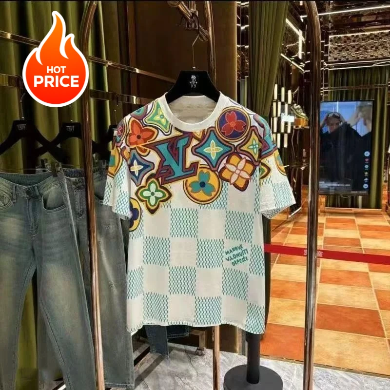 

2025 New Men's Summer European Version Quick-drying T-shirt High-end Luxury Versatile Loose Men's and Women's Short Sleeves Moto