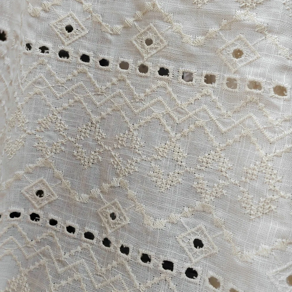 

Hollow Out Linen Embroidered Fabric Clothing Dress Curtain Making Handmade DIY Cloth Sewing Material