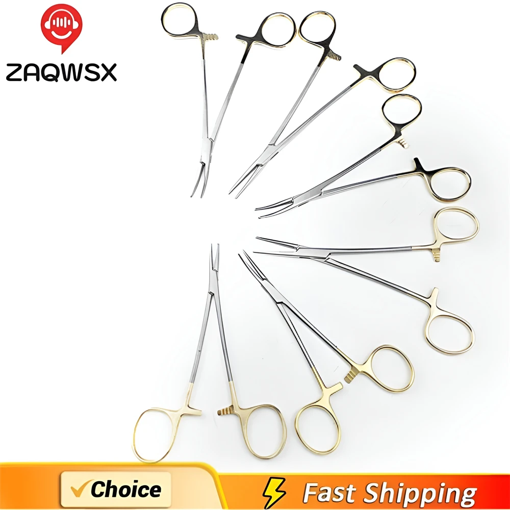 Stainless Steel Curved Tip and Straight Tip Forceps Locking Clamps Hemostatic Forceps Arterial Forceps Clamp Fish Hook Pliers