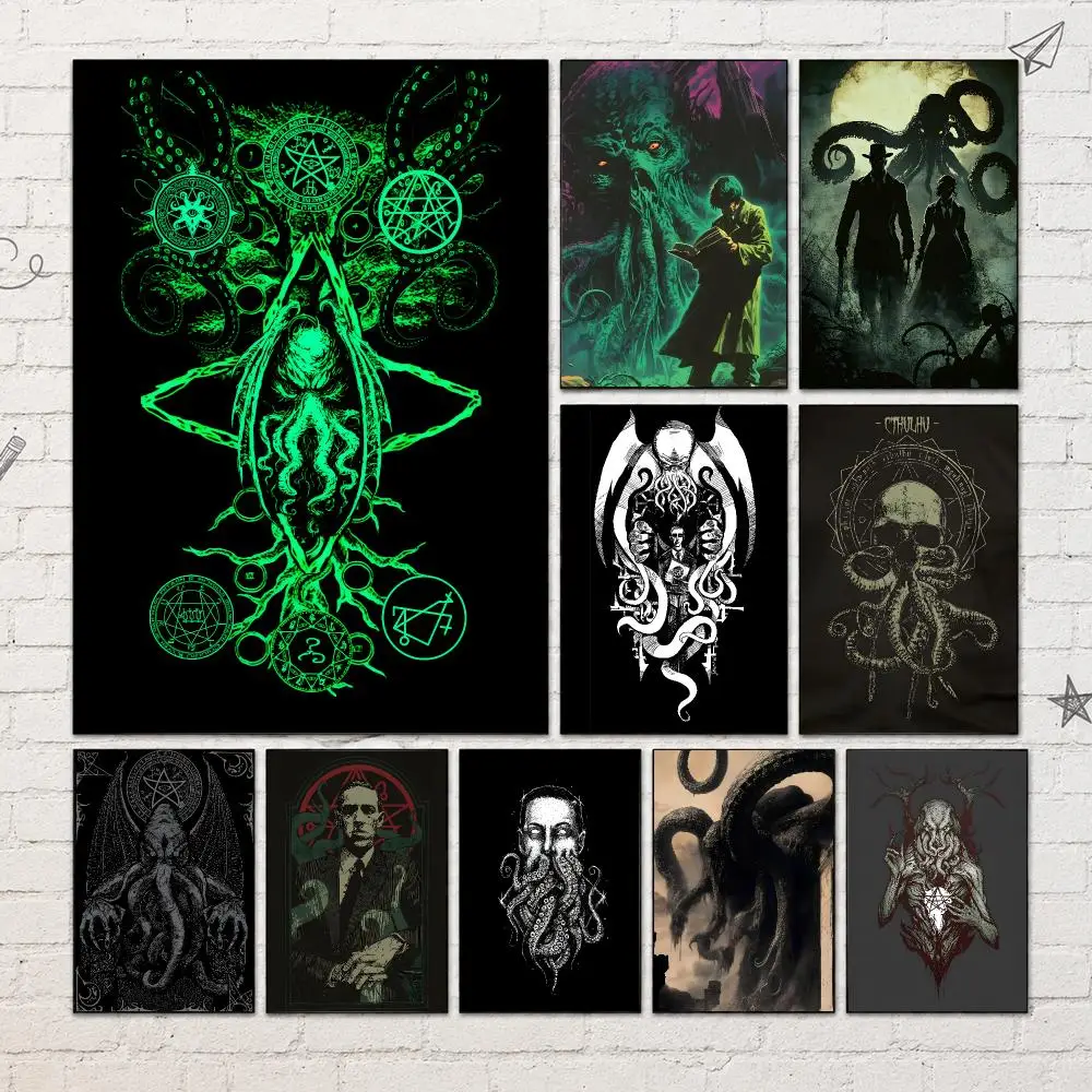 Literature C-Cthulhu Mythos Poster PP Self-Adhesive Waterproof Wall Decor for Bedroom,Living Room,Dorm,Bar Aesthetic Decor Gift