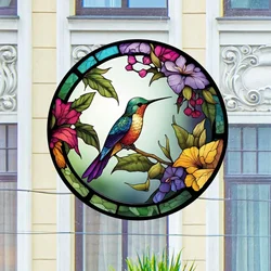 Hummingbird Flower Window Electrostatic Stickers Waterproof Vinyl Decals Static Cling Glass Windows Animal Home Decoration