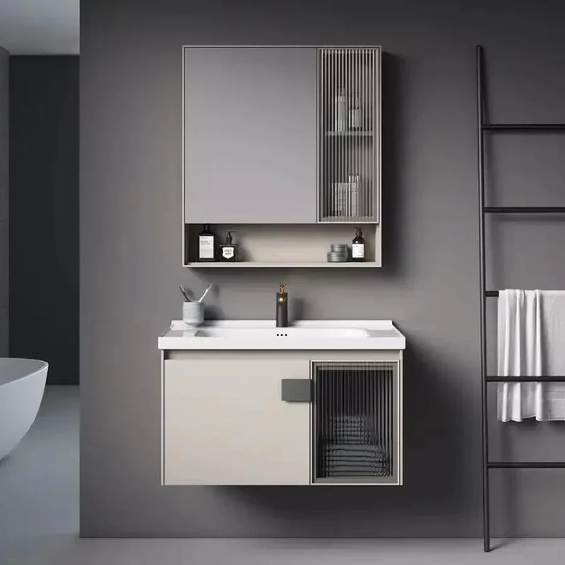 

Bedroom Aluminum Alloy Bathroom Cabinet Sink Washbasin Luxury Smart Mirror Cabinets Bathroom Vanity Organizer Home Furniture
