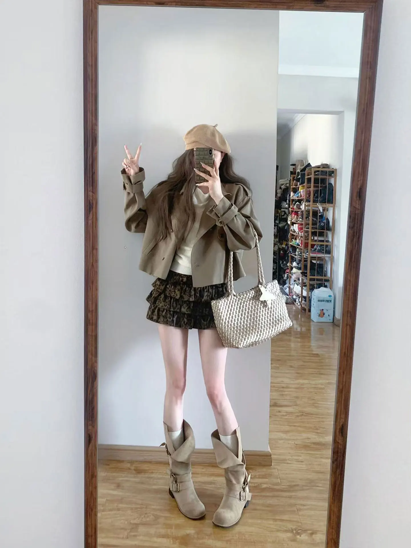 plus Size Vintage Leopard Print A-Line  Skirt Women Early Autumn New Style Casual Versatile Cake Skirt Design Short Skirt