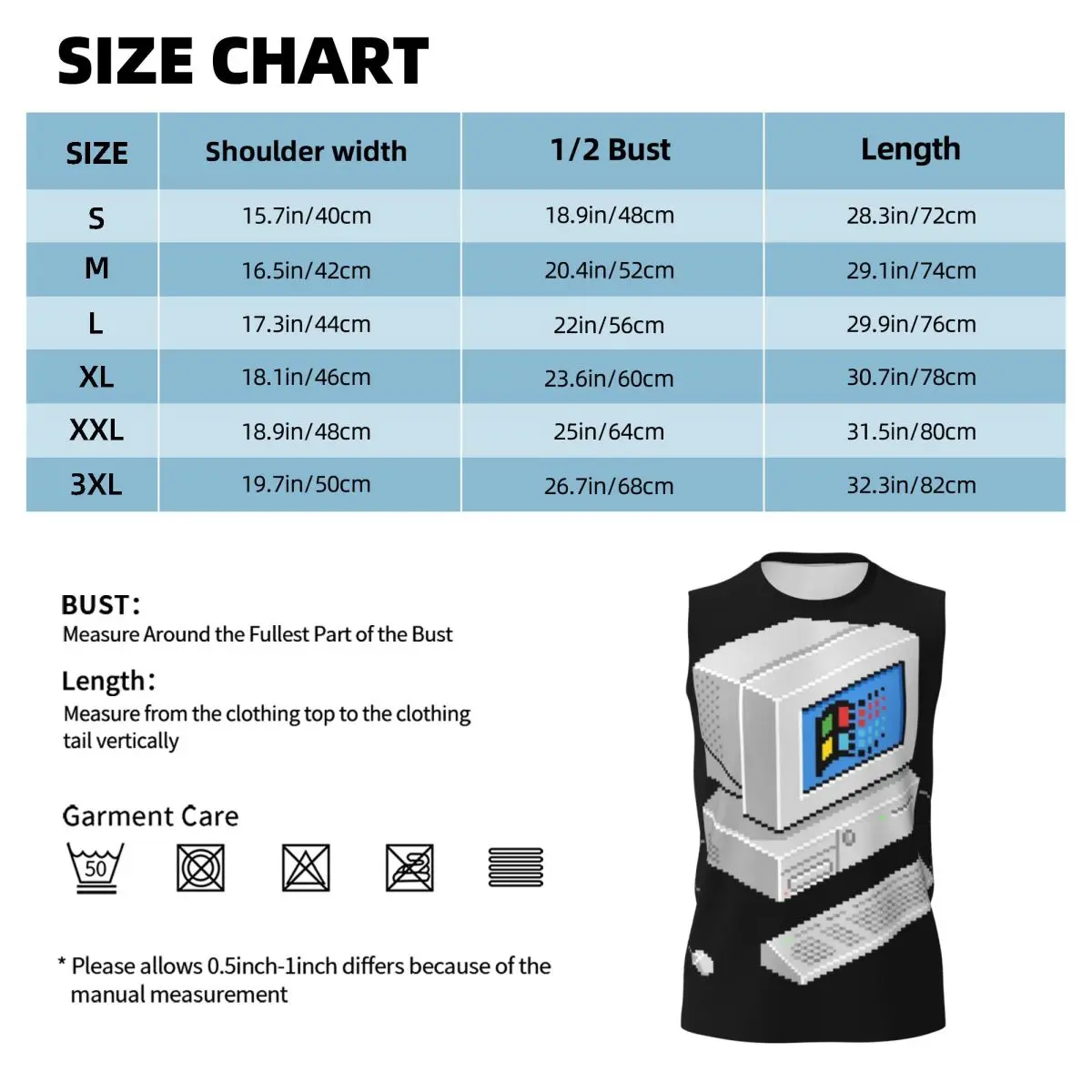 Windows Vaporwave Men Printed Sleeveless T-shirt Casual Hip Hop Street Style Beach Holiday Tank Tops