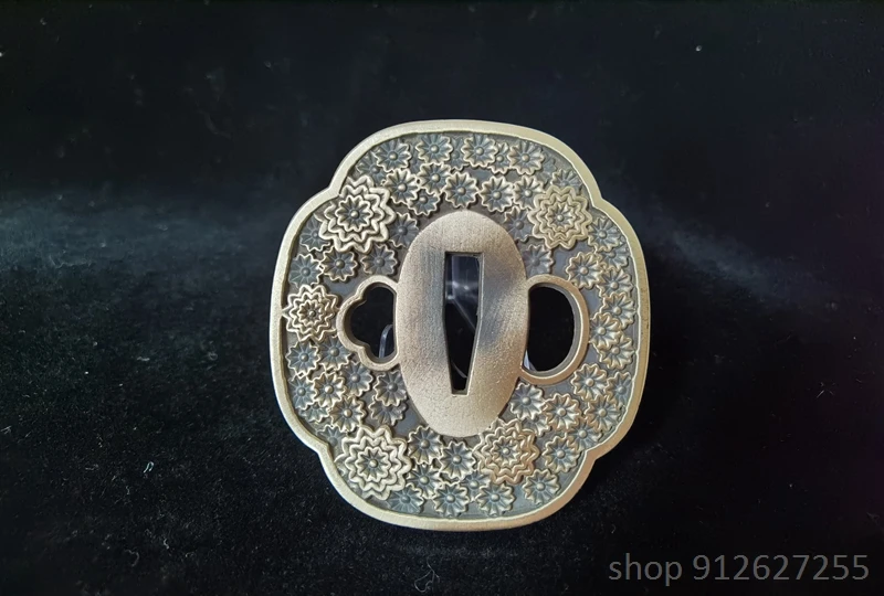 Brass flower tsuba for Japanese sword katana wakizashi tanto