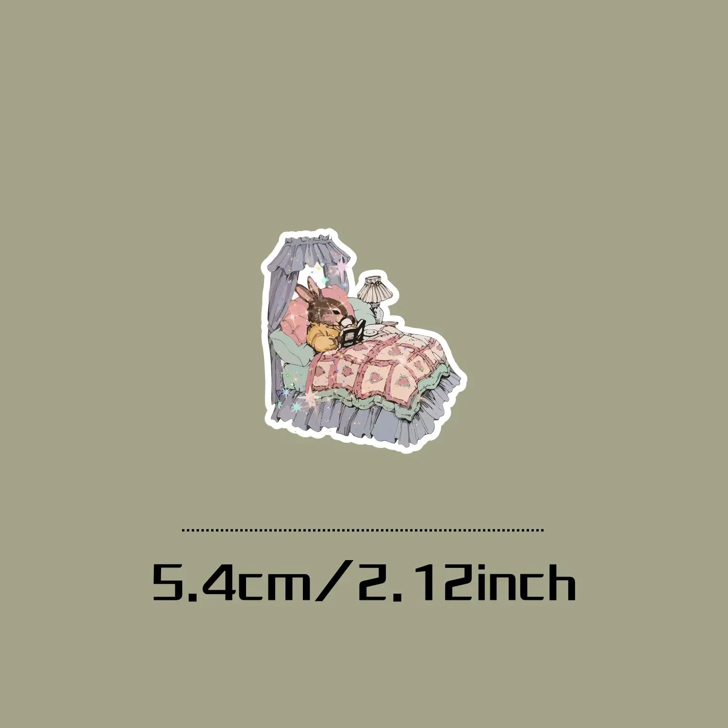 4Pcs Holographic Rabbit Reading Vinyl Stickers, Waterproof Scratch Resistant Decals for Car, Laptop and Window