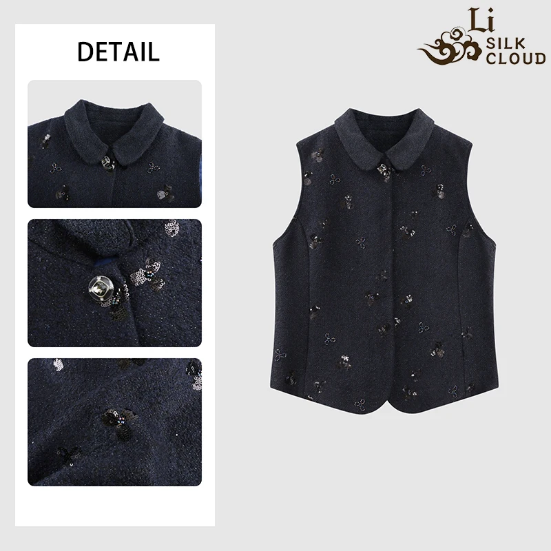 LI SILK CLOUD xiangyunsha Handmade Traditional Silk Vest- Skin-Friendly Silk Fabric,Comfortable Daily Guangdong Black Pearl