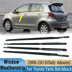 4Pcs Window Weatherstrip for Toyota Yaris Hatchback 2006-2013 (4 doors) Front Rear Outer Side Glass Rubber Sealing Strips Black