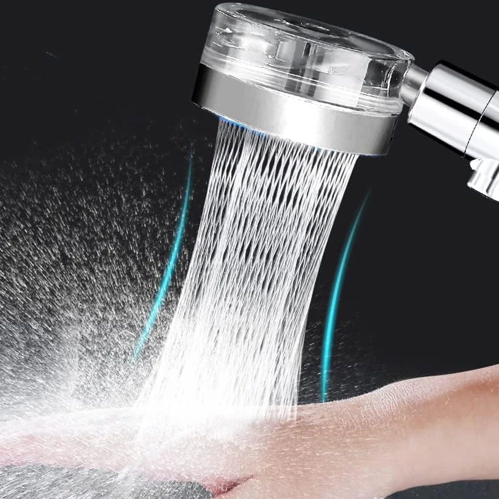 Turbo Fan Shower Head Water Saving High Pressure Handheld Showerhead Propeller Adjustable Water Pressure Rainfall Bath Nozzle