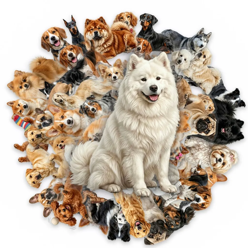 50Pcs Dog Collection Clear PET Stickers Assorted Realistic Dog Patterns Waterproof Decals for DIY Decoration Papery Pop Store