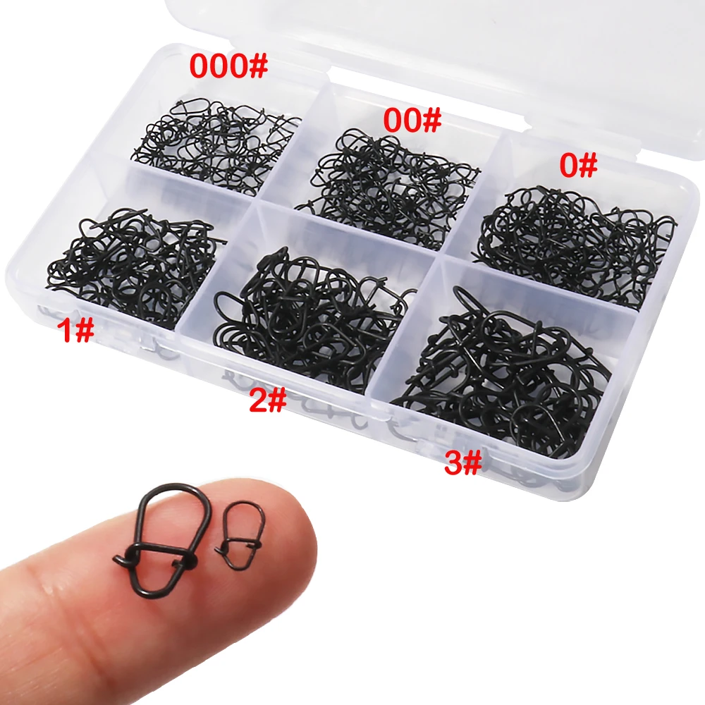 GOBAIT 100Pcs Black Stainless Steel Fishing Snap Swivels Solid Duo Lock Connector Rolling Tackle for Lure Rigs 000#-3#