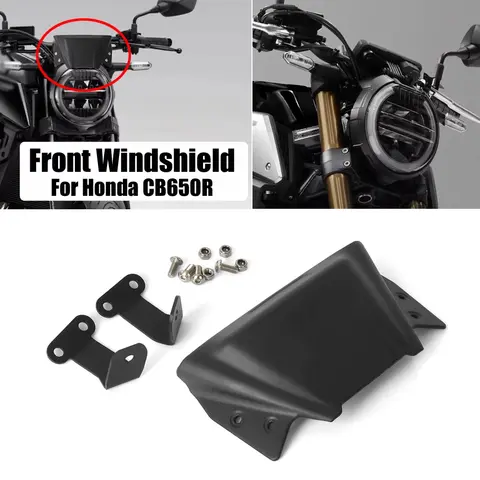 새로운 오토바이 액세서리 혼다 CB 650R CB650R CB 650 R 2019-2023 용 윈드 스크린 윈드 실드 블랙 스포일러 에어 디플렉터