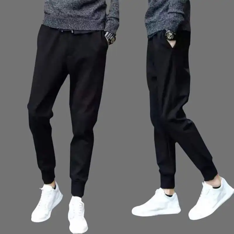 Spring 2026 Men's Slim Fit Fashionable Teenage Pants Korean Style Casual Long Trousers mid Waist No Belt Elastic Fabric