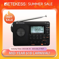 RETEKESS V115 Radio FM AM SW Portable Radios Rechargeable  Radio Batteries multiple bands  USB Recorder Speaker for Elders TX32