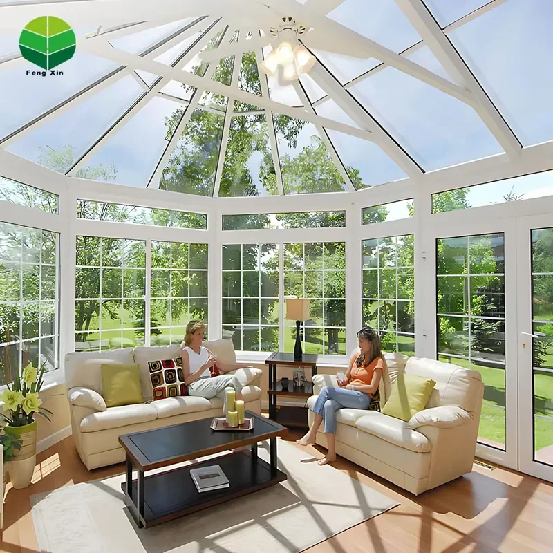 Fengxin Free Standing Sunroom for Outdoor Patio Aluminum Frame Glass House 4 Season Roof Conservatory Sunroom Free Design