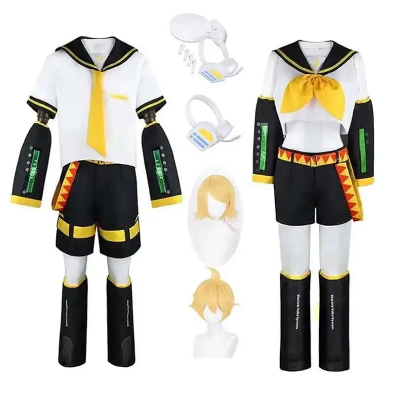 Kagamine Rin Cosplay Kostuum Kagamine Len Cosplay Outfit Sailor Volledige Set Pak Voor Unisex - afbeelding 2