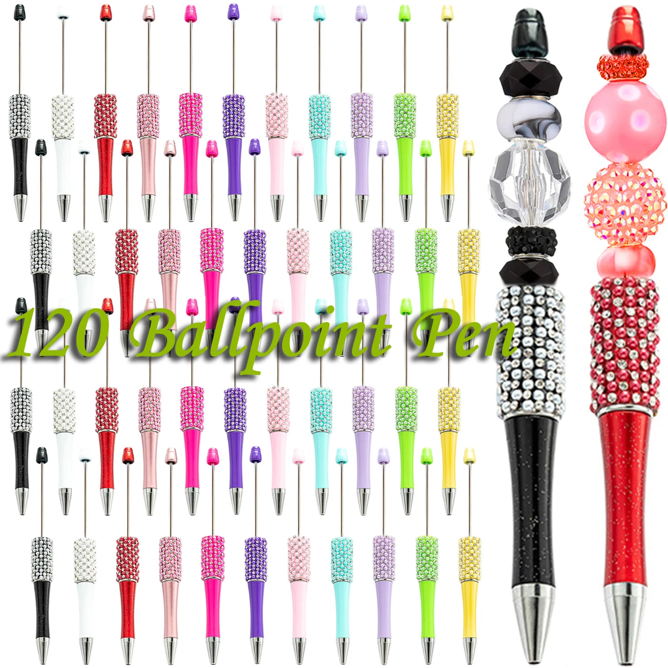 

120Pcs Beads Diamond Pen Wholesale Creative DIY Handmade Sticker Set Diamond Beaded Ballpoint Pens Advertising Gift Pen