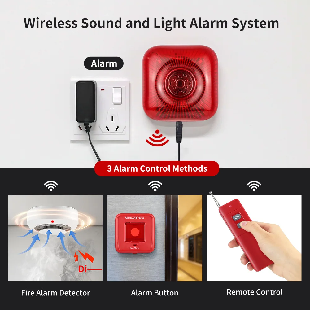 نظام أمان عالي الديسيبل يعمل بالتردد الراديوي العالمي، إنذار صوتي خفيف عبر الحدود، جهاز تحكم عن بعد لاسلكي 433 ميجا هرتز لعامل مكافحة الحرائق