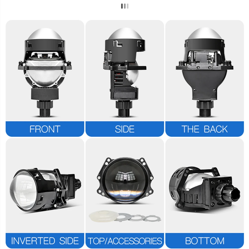 2.5 "Car Bi Led Two Reflector Projector Lenses Headlight 12V 130W For Hella 3R G5 H4 H7 Motorcycle Auto Lamps Accessories Tuning