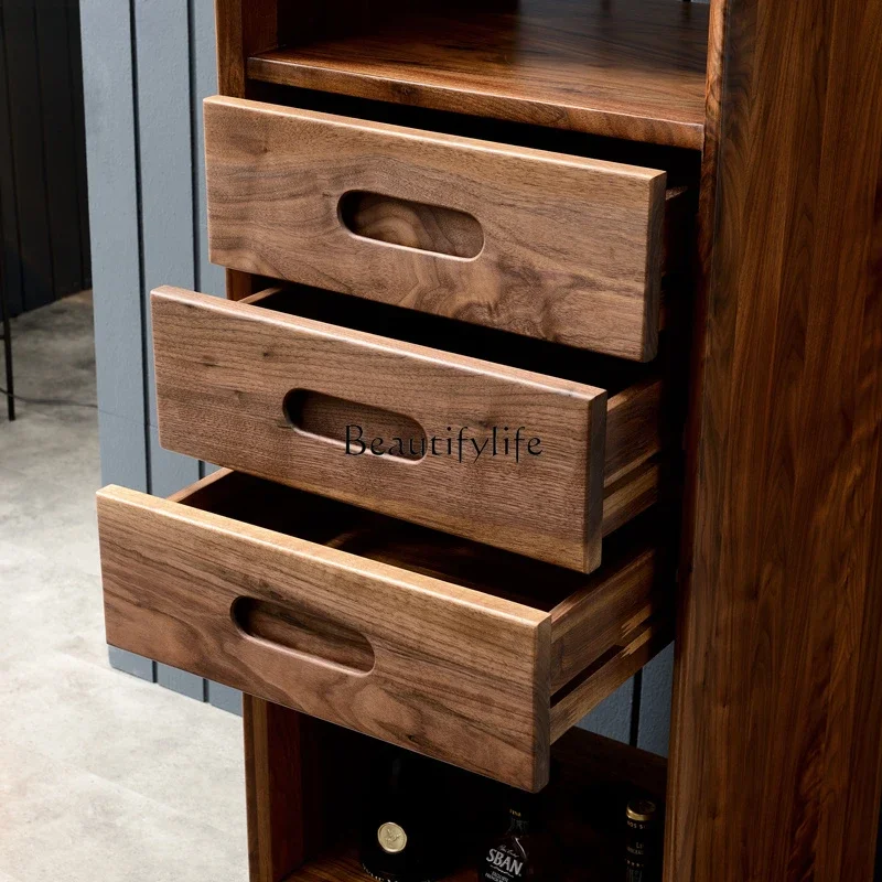 FG11North America Imported Black Walnut Wood Sideboard Cabinet Living Room Rotary Card Sleeve High-Grade Solid Wood