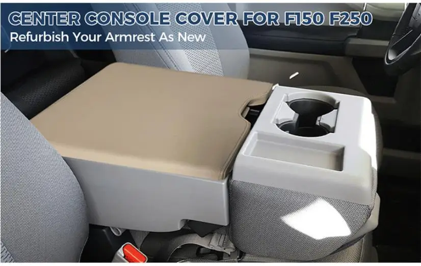 For Ford F150 F250 2015 2016 2017 2018 2019 Leather Armrest Box Cover Center Console Microfibre Leather Cover car interior