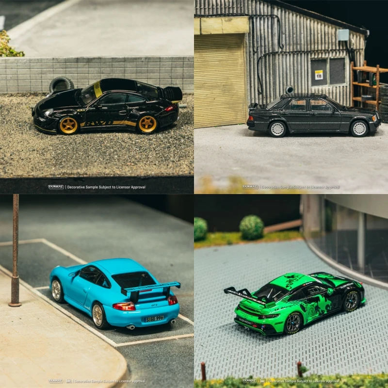 Tarmac Work 1:64 RWB 997 Black / 190 E GT3 Fire Monkey Diecast Model Car