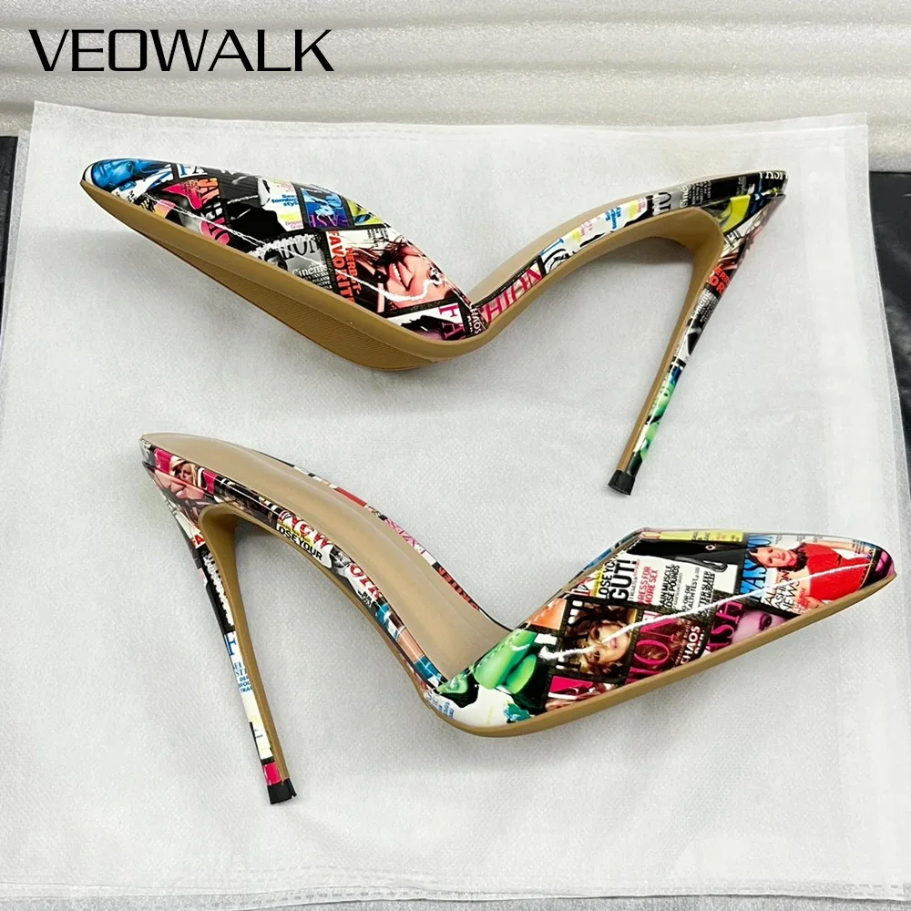 

Women's Magazine Black Graffiti Print Pointed Toe Stiletto High Heels Slipper Fashion Dress Pumps for Party & Evening Vacation
