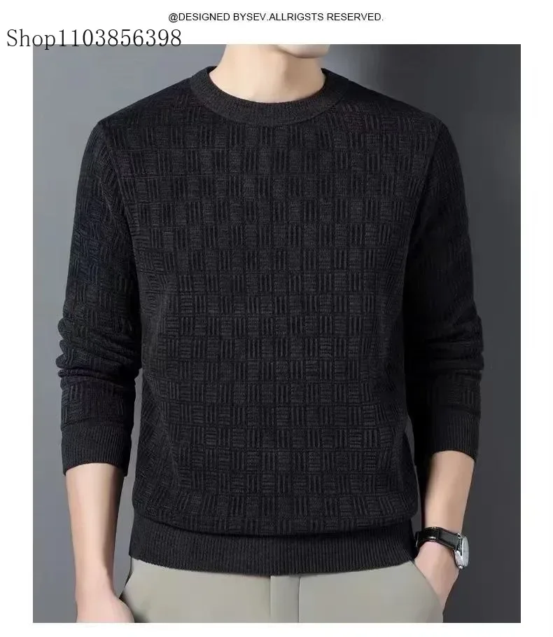 Spring Autumn Pure Wool Pullover Sweater Men O-neck Long-sleeve Cashmere Knitwear Male Clothing Knitted Sweaters Mens Outwear