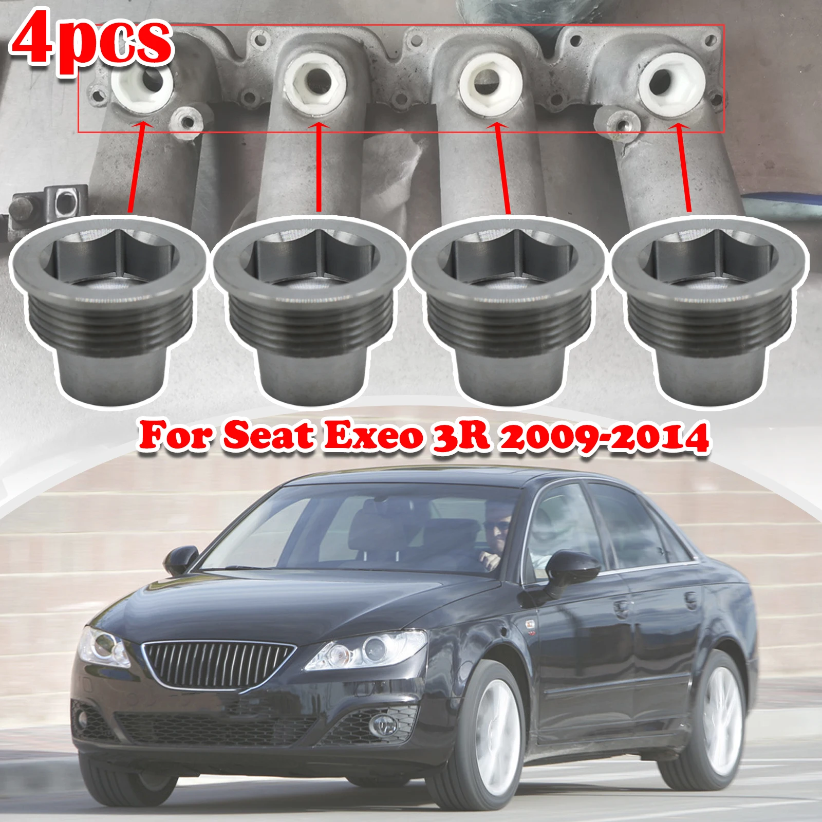 

Set of 4 Upgrade Aluminum Fuel Injector Insert Cup Seat For Seat Exeo 3R Car Replacement Parts 06B133555H 2009 2010 2011 - 2014