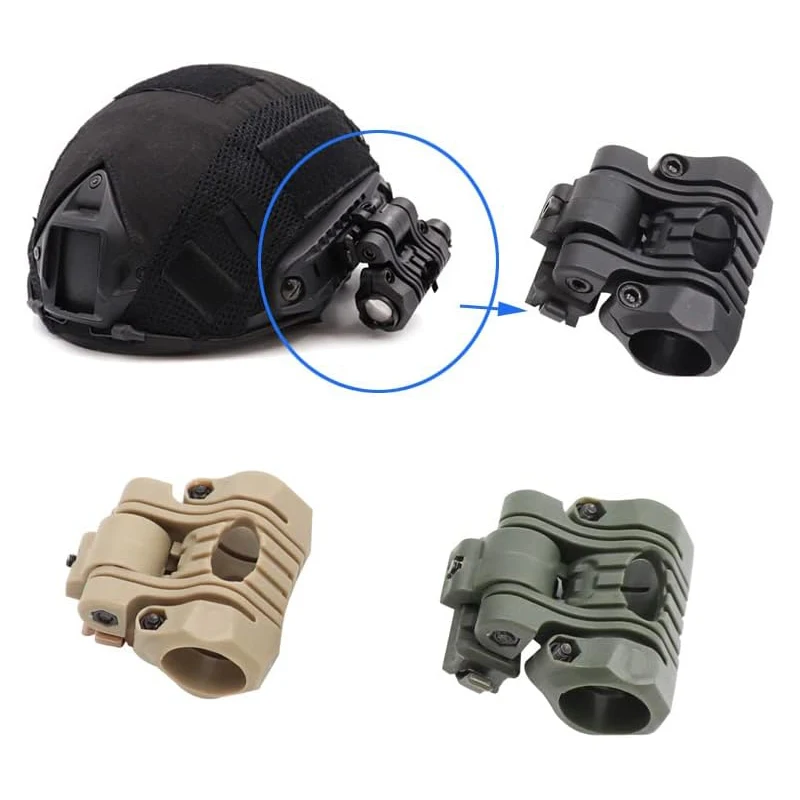 Soporte linterna casco táctico – Montaje rápido rail Picatinny