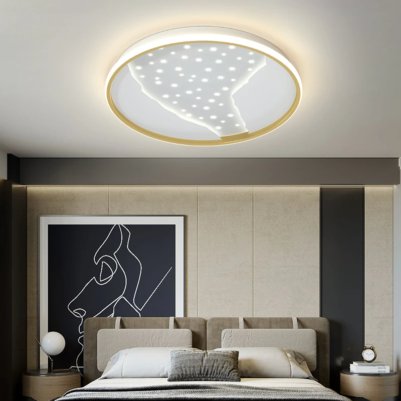 

Modern Led Ceiling Lights Creative Round for Living Room Bedroom Dining Lamp Home Fixture Indoor Lighting Snowflake Gold Black