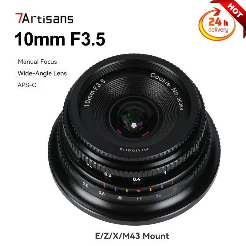 7artisans 10mm F3.5 APS-C 108° Ultra-Wide Angle Fixed Focus Lens for Camera Sony E Fujifilm XF Nikon Z Micro M4/3 Mount
