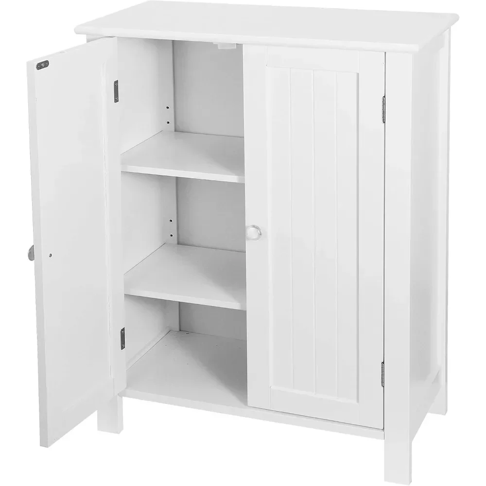 Modern Bathroom Floor Storage Cabinet with Adjustable Shelf and Double Door Rust Proof, Living Room Modern Home Furniture