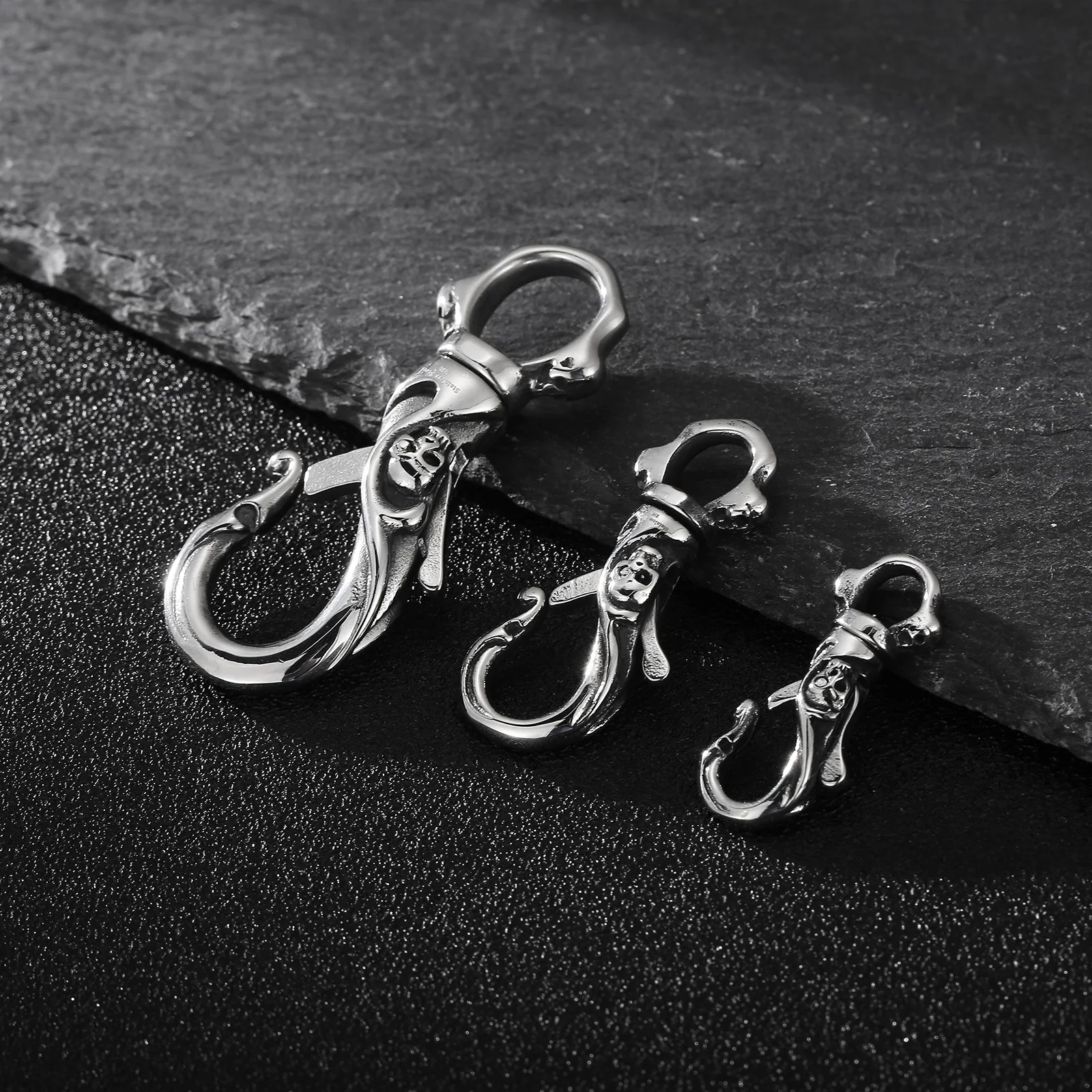 316L Stal nierdzewna Punk Skull Karabińczyk Brelok do kluczy Męski DIY Zapięcie homara Klipsy do kluczy