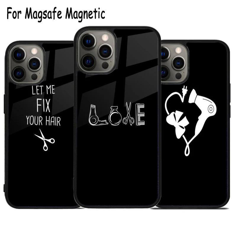 Hair Stylist Hairdresser Wireless Charge Magsafe Phone Case For iPhone 15 16 14 13 11 12 Pro Max Plus Magnetic Bumper Cover