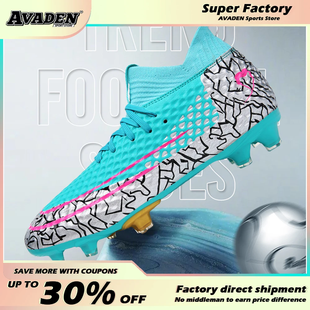 Outdoor Men Training Soccer Shoe Professional Futsal Cleats Soccer Shoes FG Ankle Shoes Adult Sport Football Boot Slip On Cleats