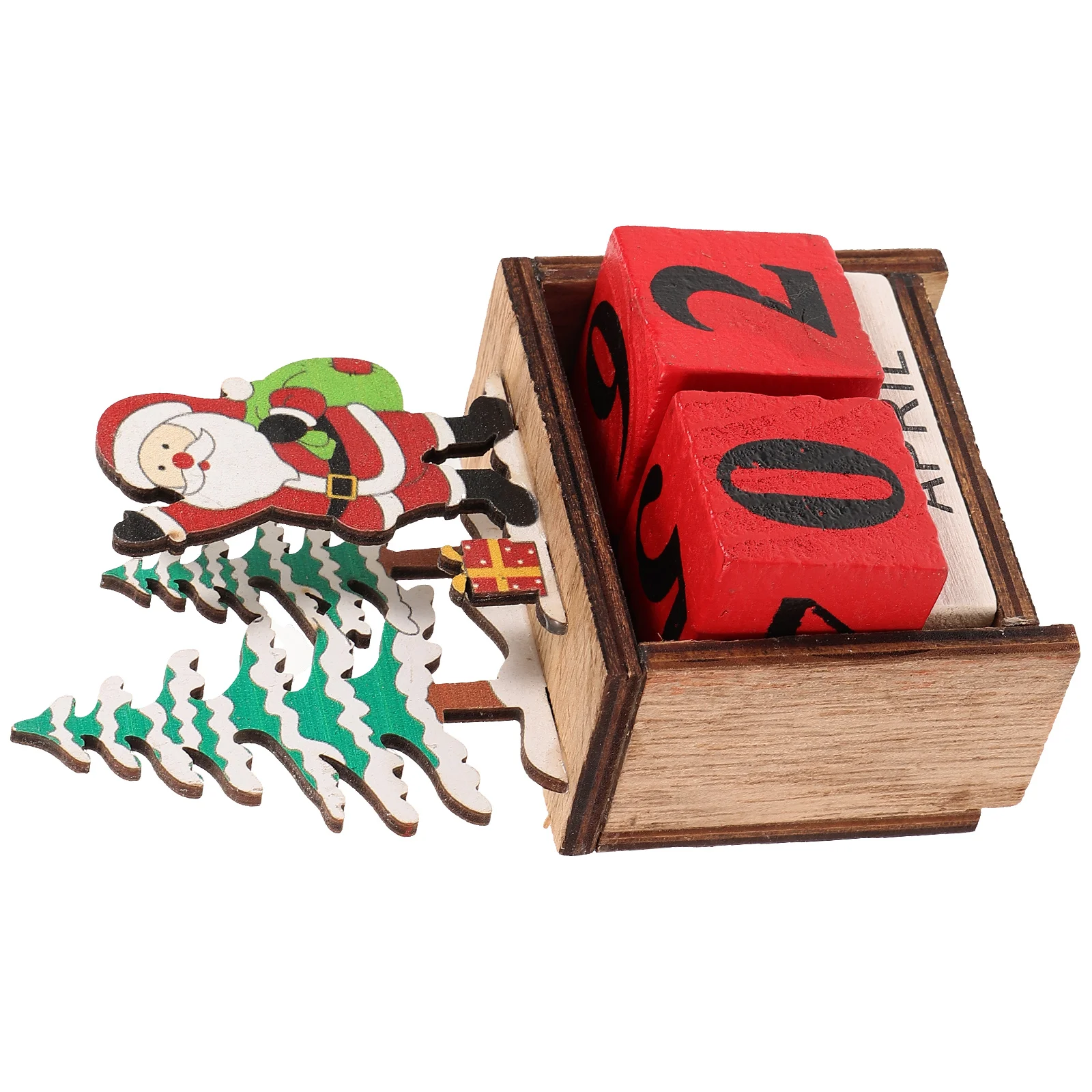 

Creative Wooden Perpetual Calendar Illuminated Red House Shape Luminous Block Desktop Christmas Decoration Gift for Home Office