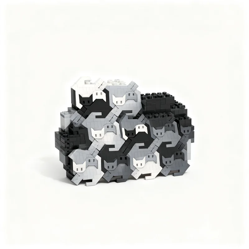 2796pcs MOC Art One More CAT Tessellation Model Building Blocks Education Display DIY Collection Idea Birthday Brick Creative 3D