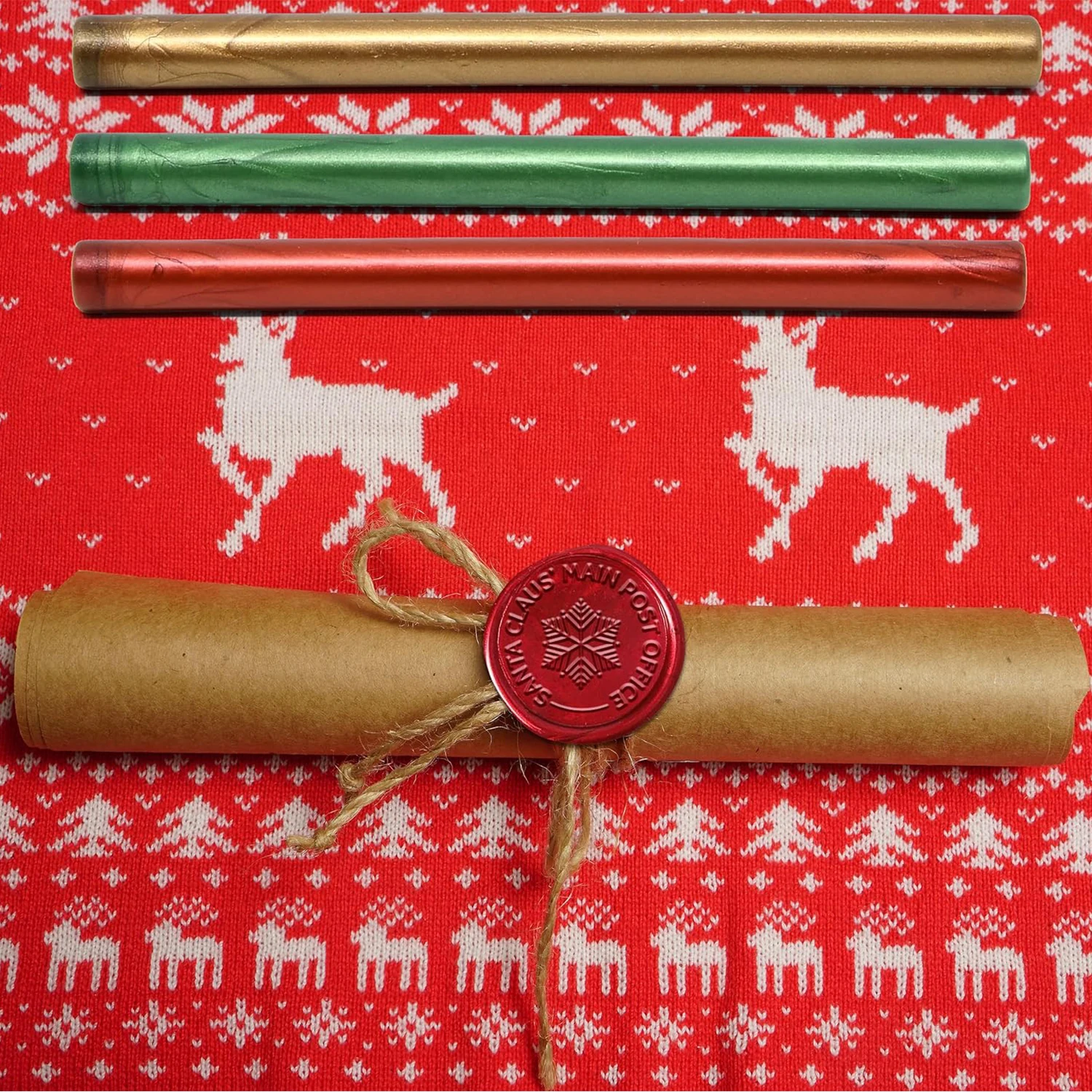 

24pcs 3 Color Christmas Sealing Wax Glue Gun Sticks, Wax Seal Sticks, Holiday Xmas Stamp Seals for Wax Seal Stamps Letters