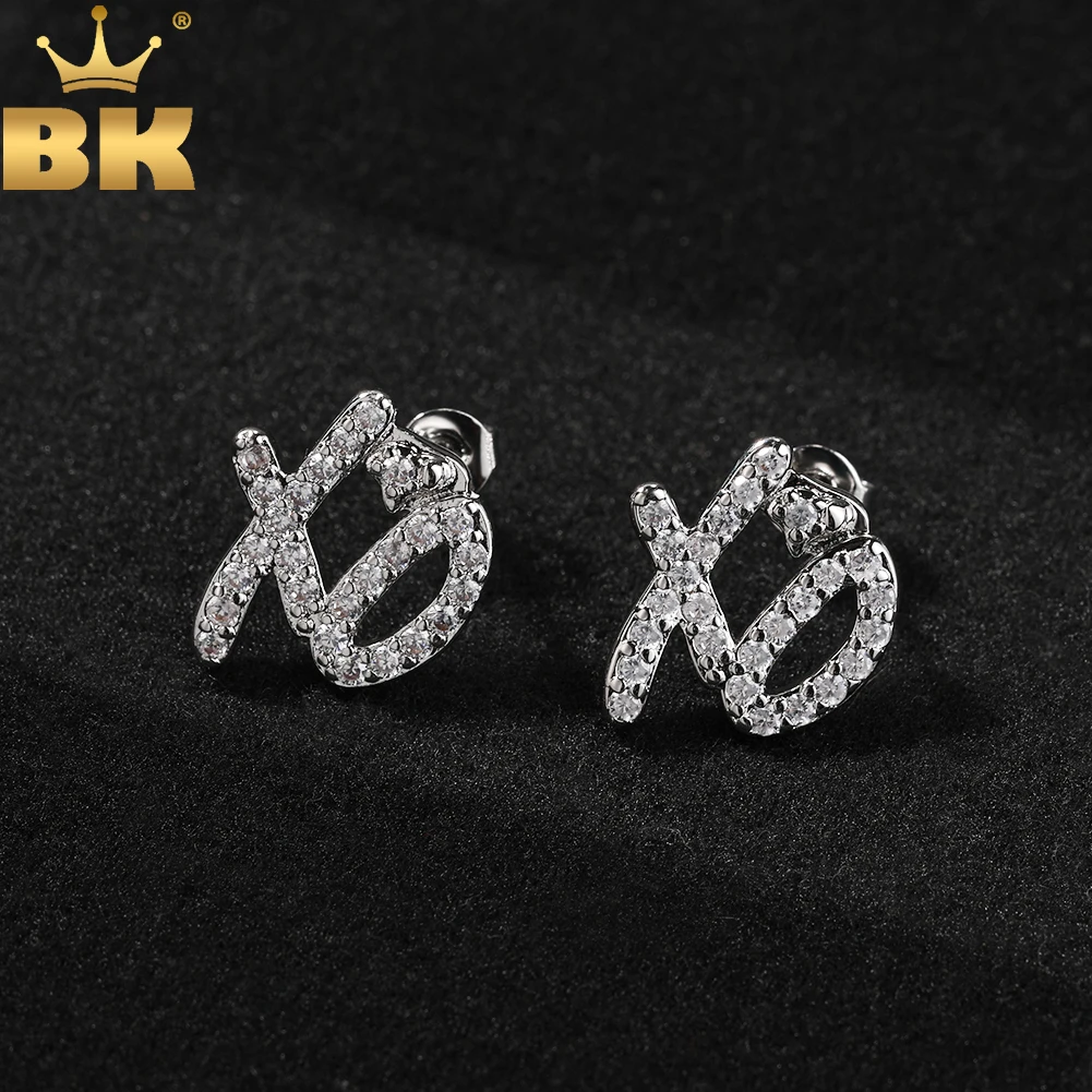 

THE BLING KING New Design XO Letter Square Earrings Iced Out Cubic Zirconia Studding Earrings Hiphop Jewelry Gift For Men Women