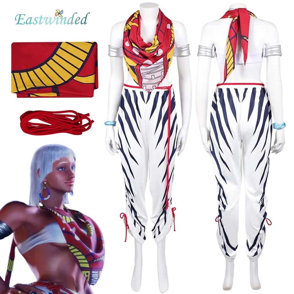 

Fighter Game SF Elena Cosplay Costume Scarf Outfits for Adult Women Disguise Top Pants Suits Halloween Carnival Party Dress Up