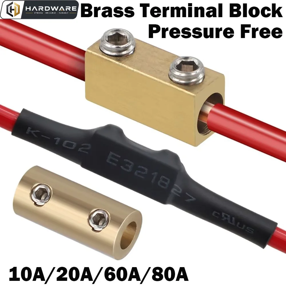 10/20sets Brass Terminal Block With Heat Shrink Tubing 10/20/60/80a 1 In 1 Out High Power Splitter Quick Wire Connector