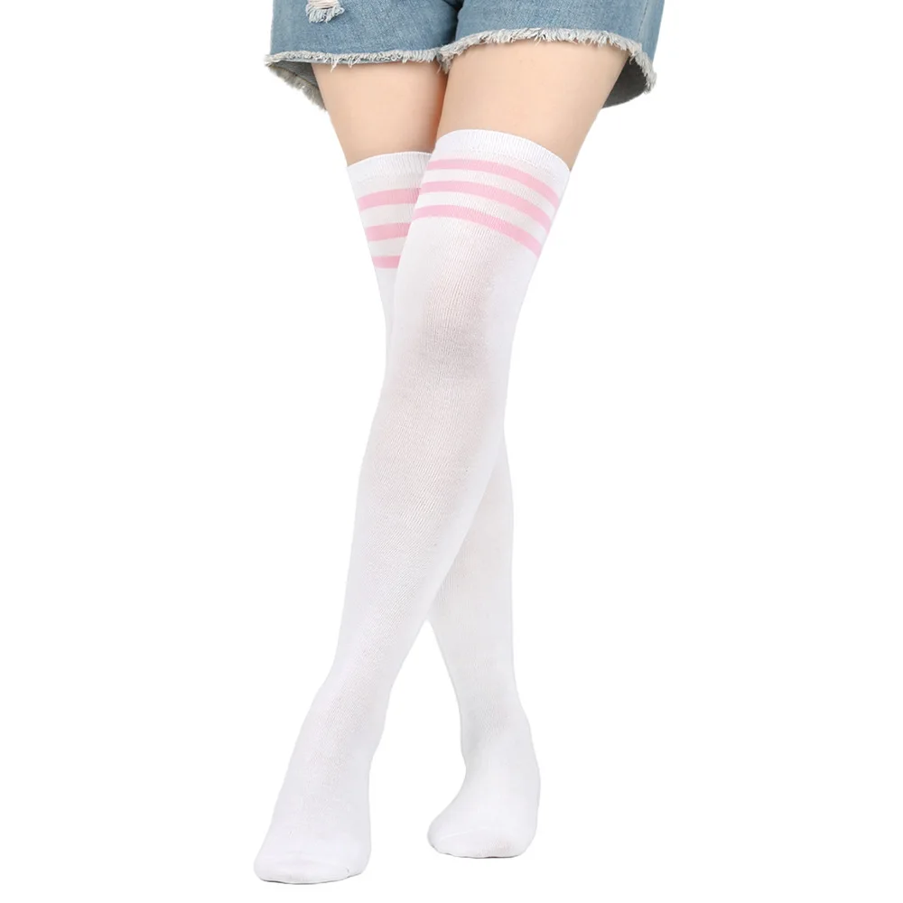Frauen JK Strümpfe Halloween Party Cosplay Socken Über Knie Oberschenkel Socken Warme Strumpf Frauen Boot Socke Triple Streifen Lange Socken – Detail 11