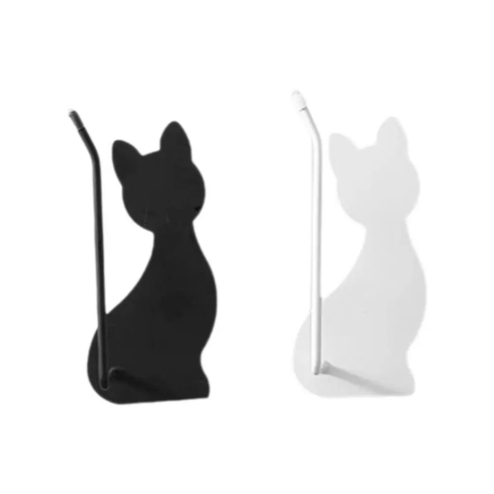 Stylish Space Saving Cute Cat Tissue Rack Self-Adhesive Wall-Mounted Headphone Hanger Minimalist Concise Cable Hanger Bathroom