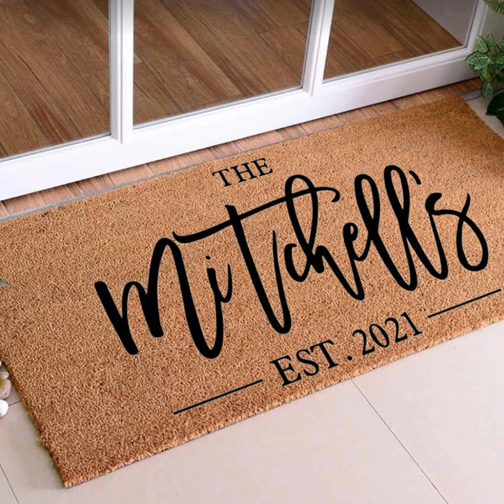 Personalized Doormats Custom Family Name Doormat Housewarming Gift Welcome Mat Home Decor Monogram Rug Wedding Party Gift