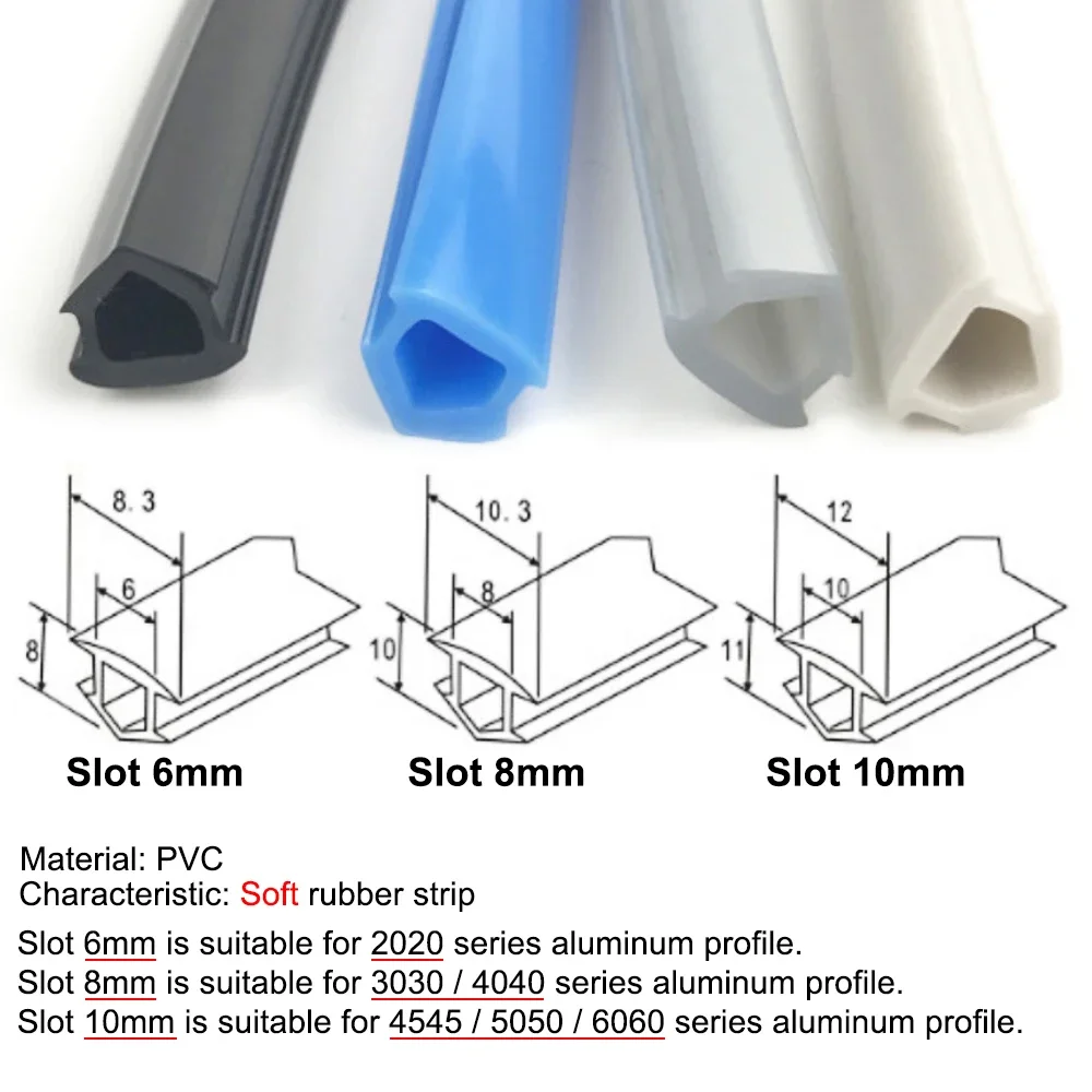 2Meters 20/30/40 Series 6mm/8mm  Flat Seal For 2020 Aluminum Profile Soft Slot Cover/ Panel Holder C-Beam Machine Multi-Color