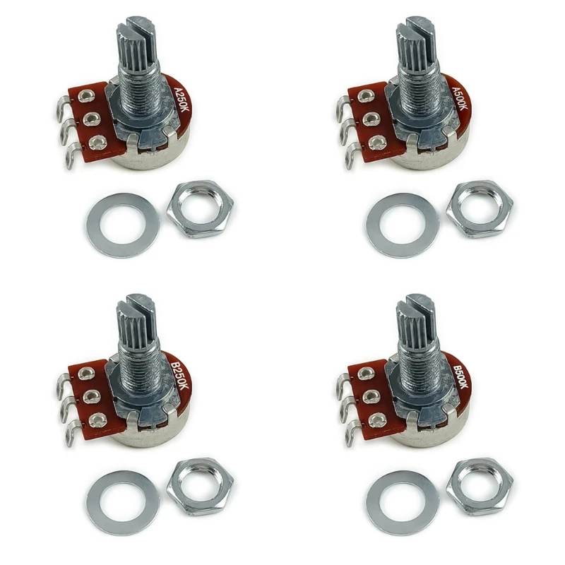 10Pieces Guitar Bass Audios Taper Potentiometers 18mm Knurled Split Shaft