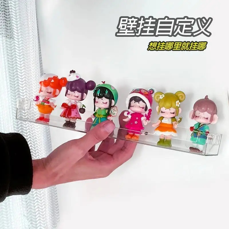 

Acrylic Display Stand No Punching Wall Mounted Storage Rack Clear Doll Blind Box Storage Organizer Holder Children Shelf Home