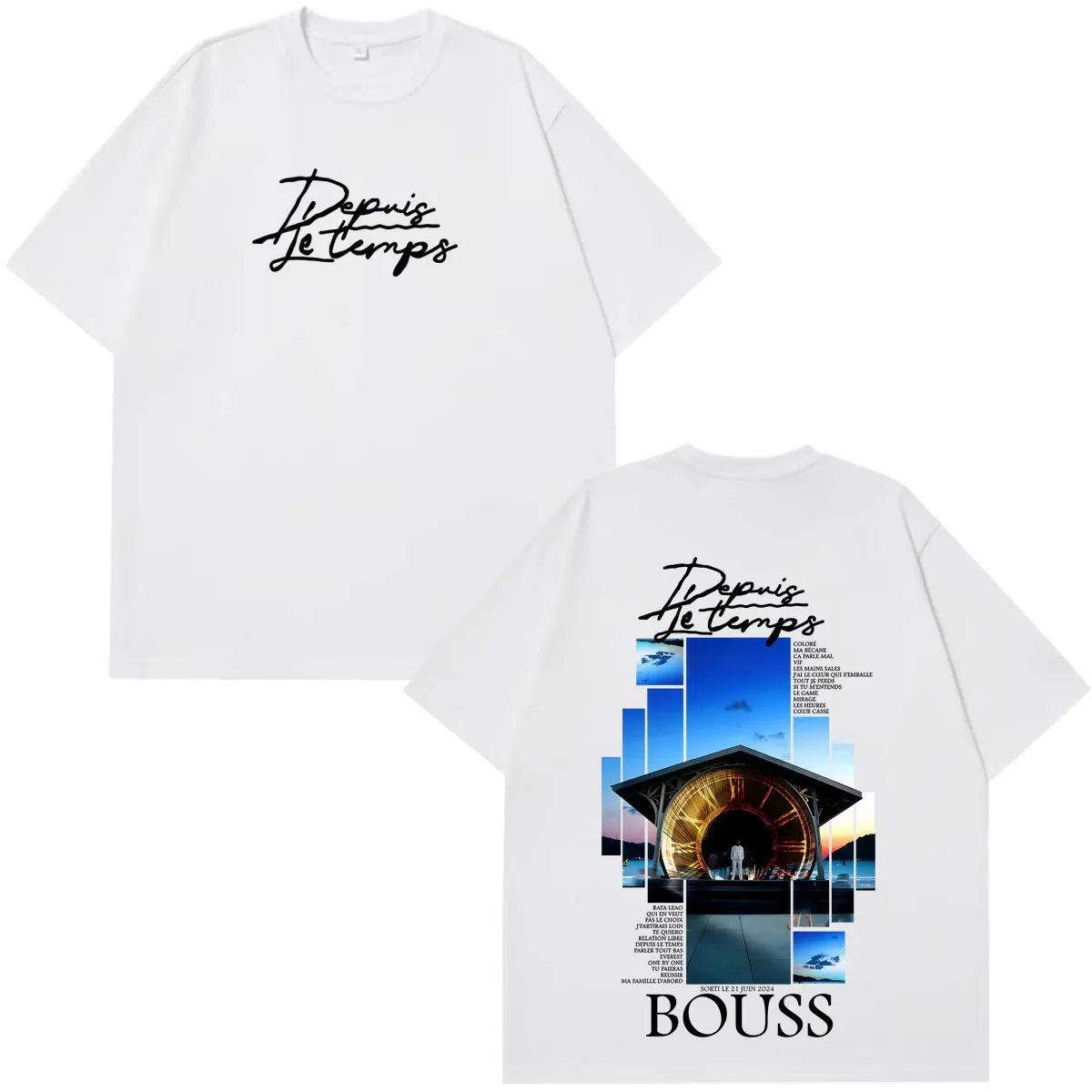 Rapper BOUSS DEPUIS LE TEMPS Album Merch T Shirt Men Women Hip-hop T-shirts Short-sleeved Loose Casual Cotton Oversized T-shirts