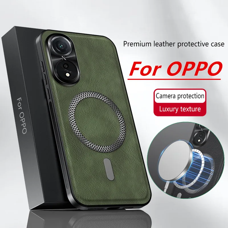 Funda de teléfono para OPPO A78 A5 A6 Pro 4G 5G, Fundas protectoras magnéticas de cuero suave de lujo a prueba de golpes, Fundas protectoras delgadas